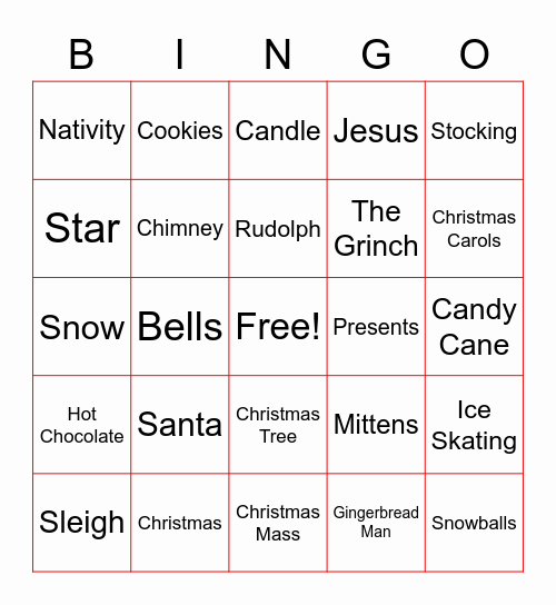 Christmas Bingo! Bingo Card