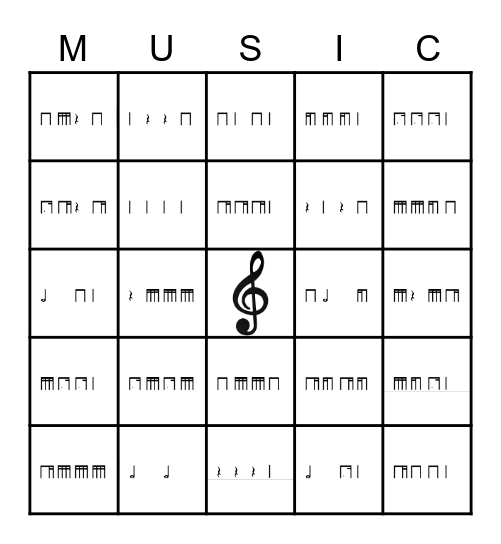 Rhythm Bingo Level 6 Bingo Card
