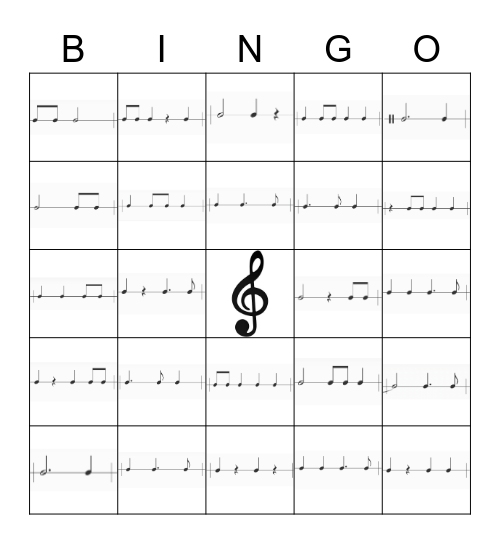Rhythm Bingo Level 5A Bingo Card