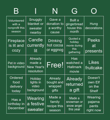 Year-End Gathering Bingo Game Bingo Card