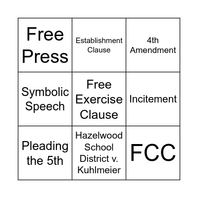 Civil Liberties Bingo! Bingo Card