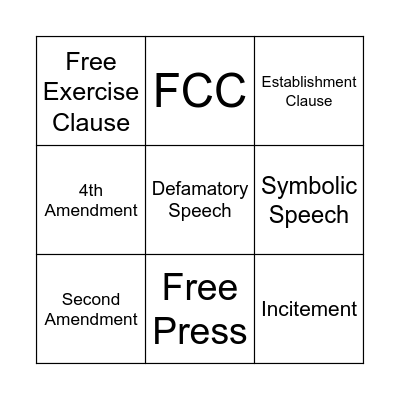 Civil Liberties Bingo! Bingo Card