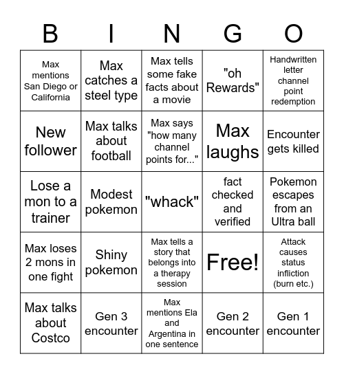 Untitled Bingo Card