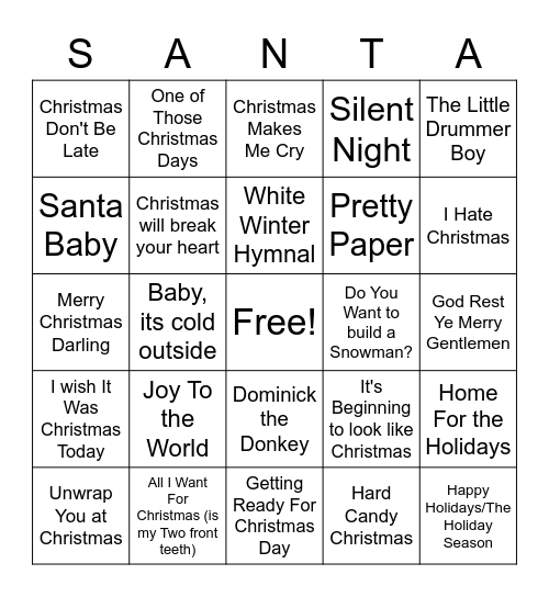 Christmas 1 Bingo Card