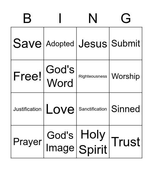 To Be Like Jesus Game 1 Bingo Card