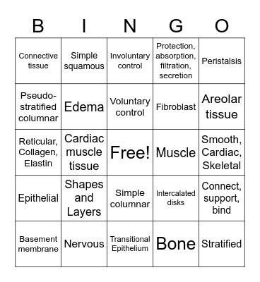 TISSUES BINGO Card