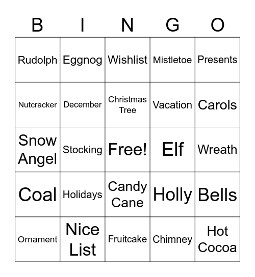 Christmas Bingo Card