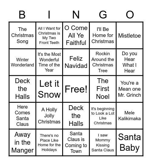 Christmas Bingo Card
