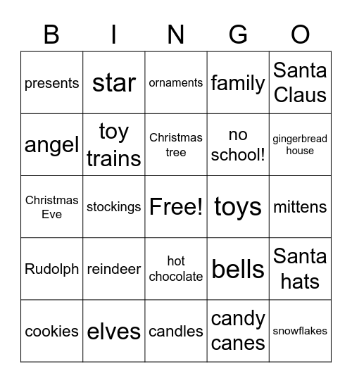 Holiday Bingo Card