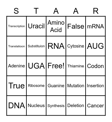 Protein Synthesis Bingo Card