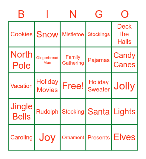 Holiday Bingo! Bingo Card