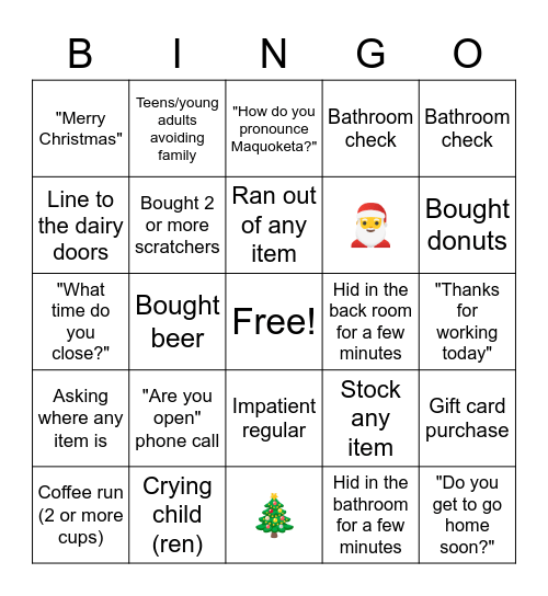 Kwik Star Christmas BINGO Card