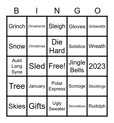 UWS Holiday Bingo Card