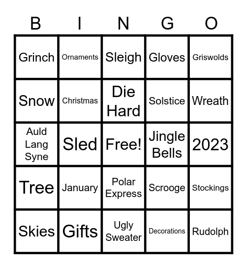 UWS Holiday Bingo Card