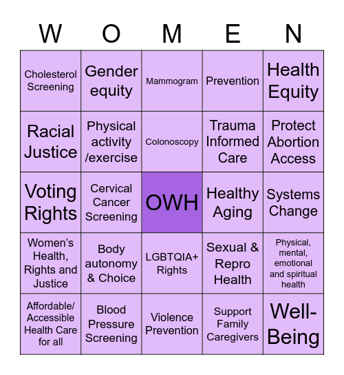 OFFICE OF WOMEN'S HEALTH Bingo Card