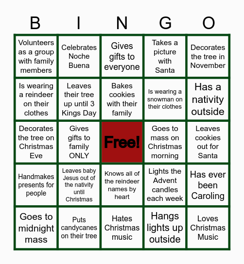 Get to know you BINGO Card