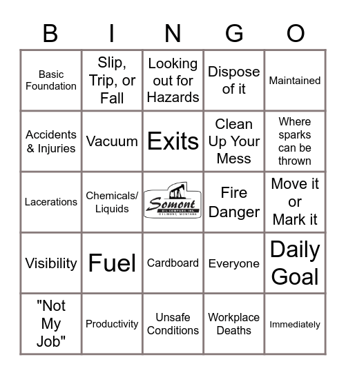 Housekeeping Bingo Card