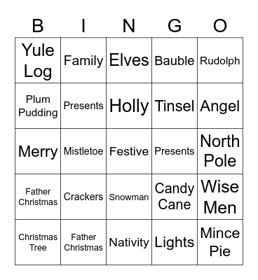 Christmas 2022 Bingo Card