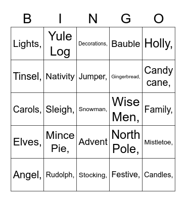 Christmas 2022 Bingo Card