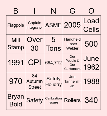 Merrick Trivia Bingo Card