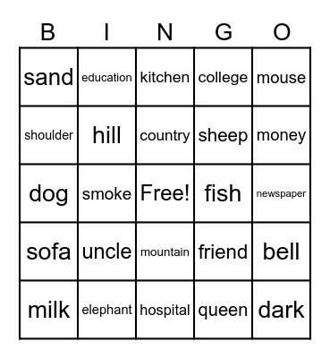 ESL Bingo Card