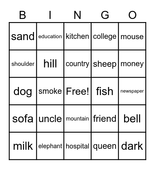 ESL Bingo Card