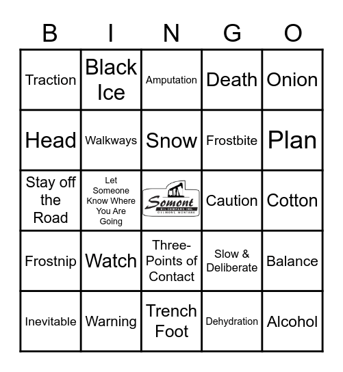 Winter Weather Safety Bingo Card