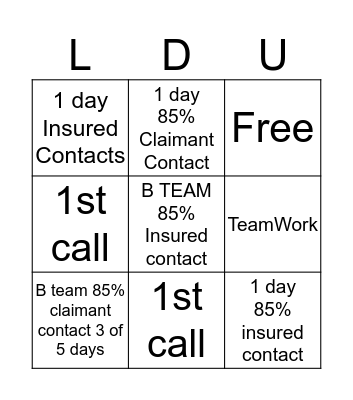 LDU Bingo Card