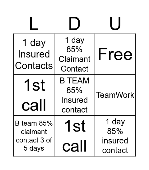 LDU Bingo Card