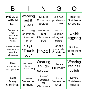 Christmas Bingo Card