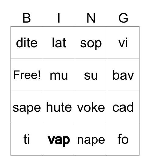 Mixed Bingo Card