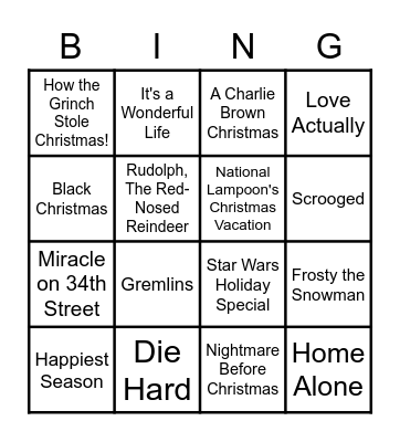 FCS Holiday Movie Bing(o) Bingo Card