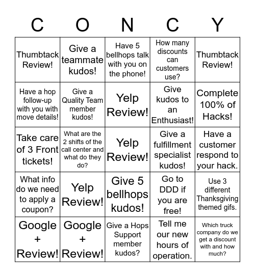 Concy Bingo! 11/16 Bingo Card