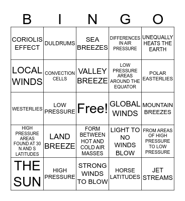 WINDS...GLOBAL AND LOCAL Bingo Card