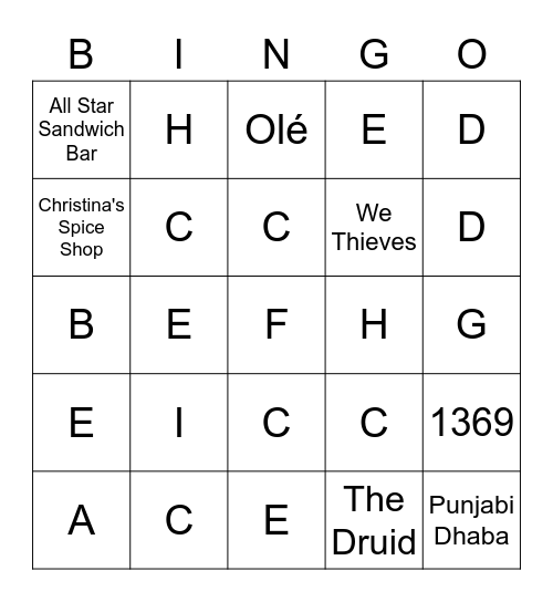 Handmade Holiday Bingo Card