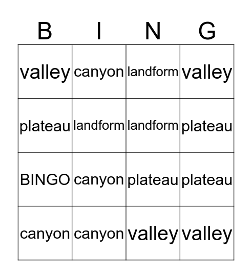 Unit 3 Vocabulary words Bingo Card