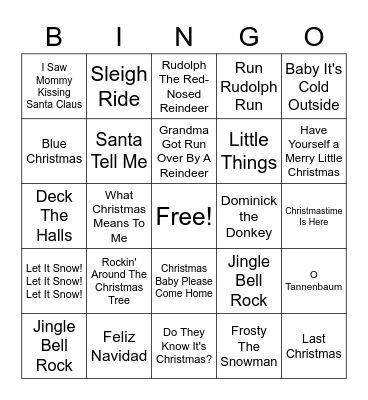 Christmas Music Bingo Card