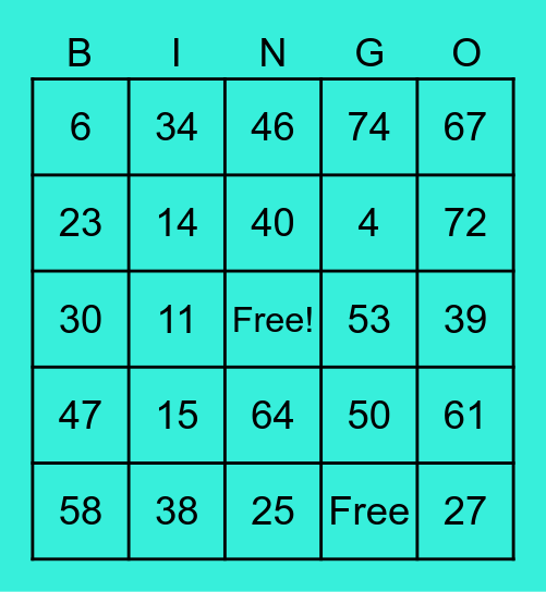 Sum Bingo Card