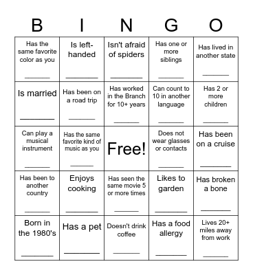 Jingle Mingle Bingo Card