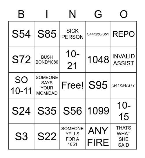 911 BINGO Card