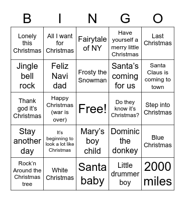 Christmas Bingo Card