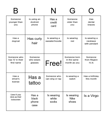 Untitled Bingo Card