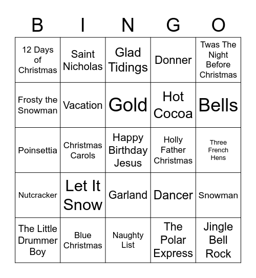 Christmas Time Is Here! Bingo Card