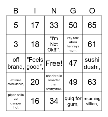 Number Bingo 1-75 Bingo Card