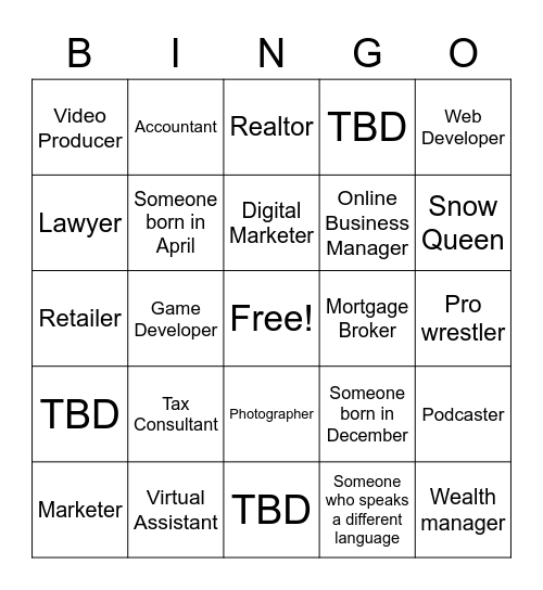 Networking bings Bingo Card