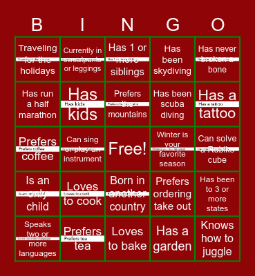 HR Team Bingo Card