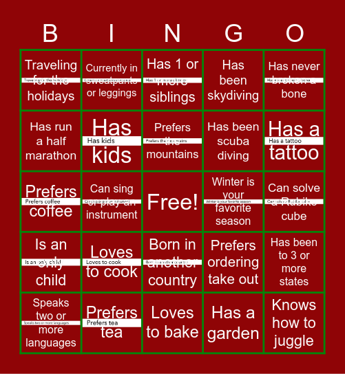 HR Team Bingo Card