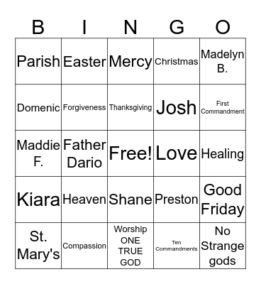 CCD BINGO!!!! Bingo Card