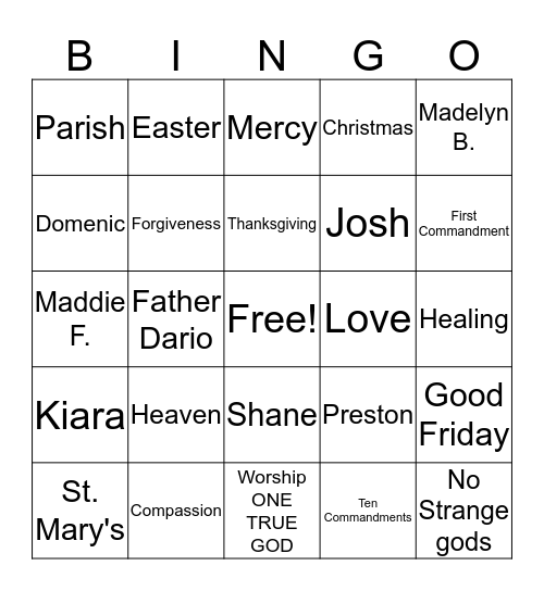 CCD BINGO!!!! Bingo Card