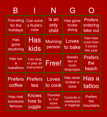 HR Team Bingo Card